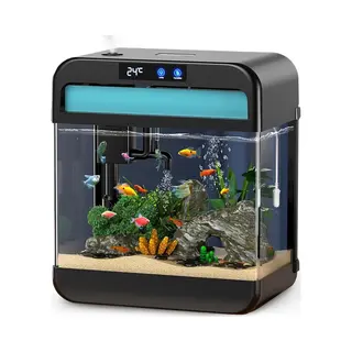 AquaImpact Premium Zelfreinigend Aquarium 26 L – Set Met 3‑in‑1 Pomp - Led & Touch Display – Incl. Luchtbevochtiger - Garnalen Aquarium