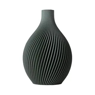 Slimprint Vaas Iris - Zacht Groen - D14 X H20 Cm - Klein Bolvaasje Met Elegant Spiraalvormig Design - 100% Gerecycled Bioplastic