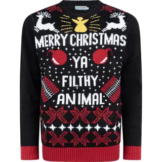 UglyXmas Foute Kersttrui Dames & Heren - Christmas Sweater "Merry Christmas, Ya Filthy Animal" - Mannen Maat M
