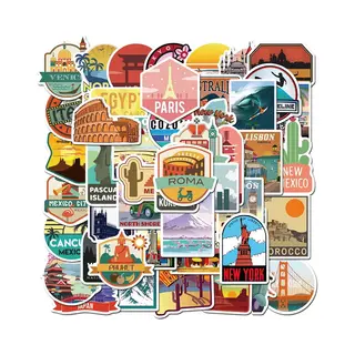 *** 50 Stickers Voor Reizen En Landen - Outdoors - Voor Laptop, Auto, Busje, Journal, Muur, Etc.- Vakantie Van Heble® ***