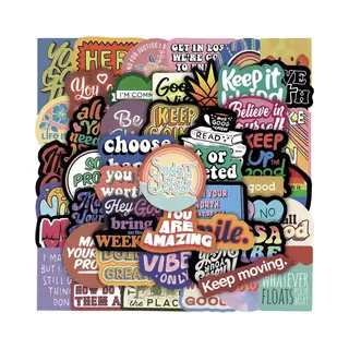 *** 50 Quote Sticker Texten Mix Met 50 Verschillende Stickers - Voor Fiets, Step, Laptop, Skateboard, Koffer, Helm, etc. - Van Heble® ***