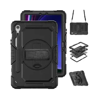 Accezz Rugged Backcover Shoulder Strap Samsung Galaxy Tab S9 Fe / Tab S9 - Zwart