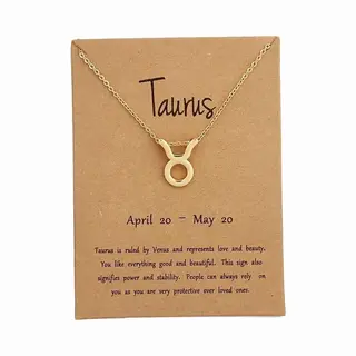 Bixorp Stars Stier / Taurus Ketting - Goudkleurige Ketting Op Cadeau Kaartje - Sterrenbeeld / Zodiac Hanger