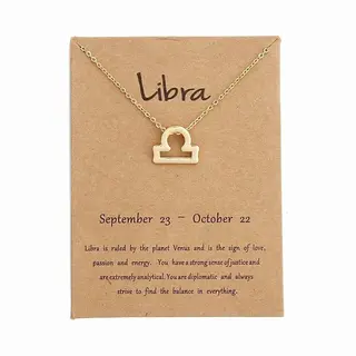 Bixorp Stars Weegschaal / Libra Ketting - Goudkleurige Ketting Op Cadeau Kaartje - Sterrenbeeld / Zodiac Hanger