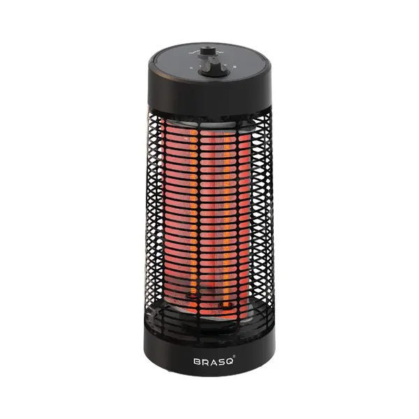Brasq Elektrischer Terrassenheizer - 1200 Watt - 2 Heizstufen - Mit Schwenkfunktion - Infrarotheizung - Spritzwassergeschützt - Schwarz thumbnail