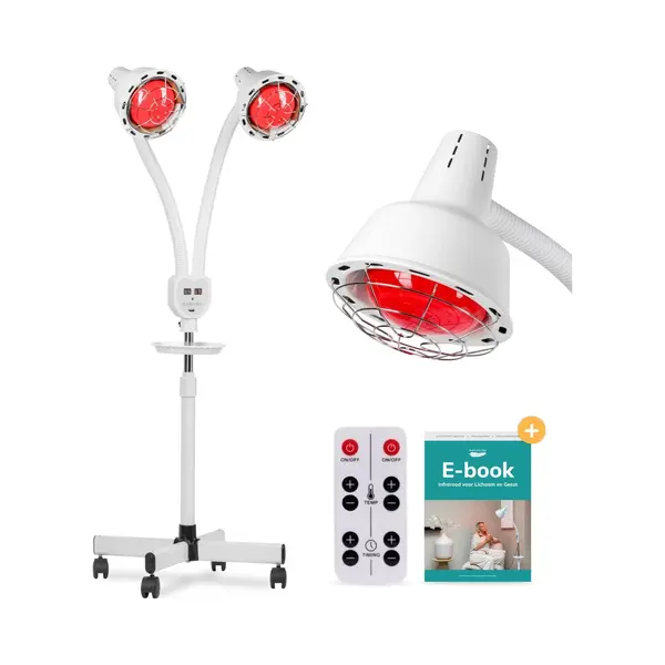 Infraroodlamp - 2 Koppen - Draaibaar - Infrarood - Therapie - Deken - Lamp - Verwarmingspaneel - Soft & Silky thumbnail