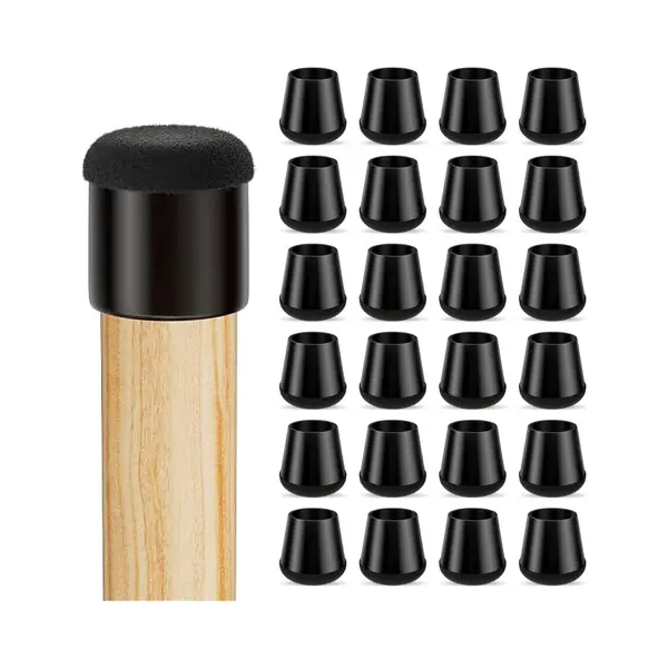 Luft Stoelpoot Doppen - 32 Beschermers - Met Anti-kras Vilt - Vloer Bescherming - Stoelbeschermers - Rond - Stretch - Zwart thumbnail