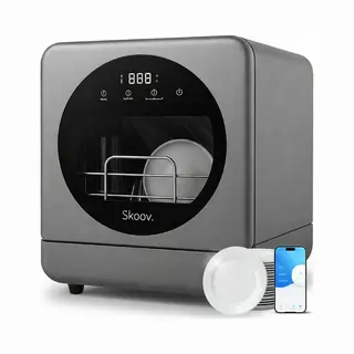 Skoov Mini Vaatwasser Met Waterreservoir - 3 Couverts - 6 Wasprogramma's - 45cm - Kleine Smalle Vrijstaande Afwasmachine - Camping - Grijs