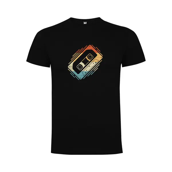 Zwart T-Shirt Met “Never Forget - Retro - Cassettebandje“ Print Full Color Maat Xl thumbnail