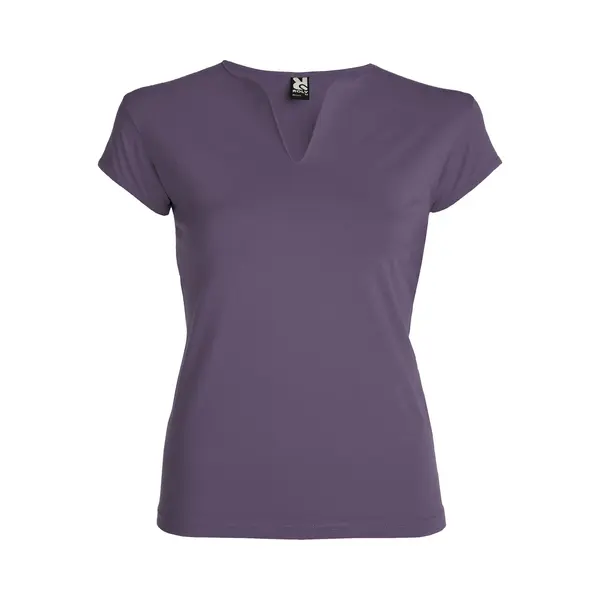 Roly Lila Dames Afgeronde V-hals Getailleerd T-shirt Model Belice Maat Xl thumbnail