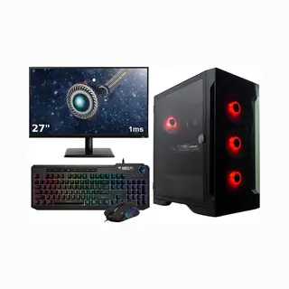 LalaShops Complete AllRound Game Pc Setup Compleet - 27" Gaming Monitor, Mechanisch Toetsenbord En -Muis - Ryzen 5 6-Core - Rtx 3050 - 16GB - 1TB M.2 Ssd - WiFi