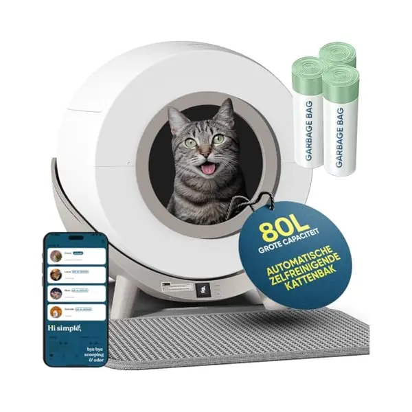 Revo - loo Revo-loo One - Automatische Kattenbak Zelfreinigend - Elektrische & Zelfreinigende Robot - 80L Xxl - Incl. Kattenbakmat & App thumbnail