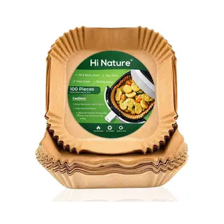 Hi Nature™ Bakpapier - Airfryer Bakpapier - 100 Stuks Vierkant - Hittebestendig - Non-stick (100 Stuks)