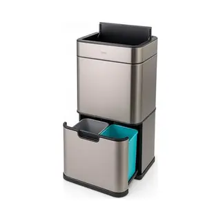 FlinQ Senzaro - 60L Prullenbak Afvalscheiding - Vuilnisbak - Afvalscheidingsprullenbak - Afvalemmer - Bewegingssensor - Stainless