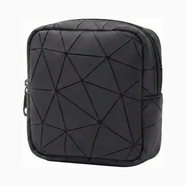 Consumerce® Waterdichte Make-Up / Maandverband Etui "Geometric Black" - Tasje - Opbergtas - Doosje - Tampon - Luier - Luiertas - Opbergtasje - thumbnail