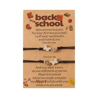 Vriendschapsarmbandjes Voor 2 Met Vlinders "Back To School" - Zwarte Bandjes - Terug Naar School Cadeau - Pax Amare