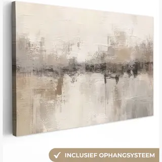 OneMillionCanvasses Canvas Schilderij 180x120 Cm - Wanddecoratie Moderne Kunst - Abstract - Beige - Muurdecoratie Woonkamer - Kamer Decoratie Modern - Abstracte