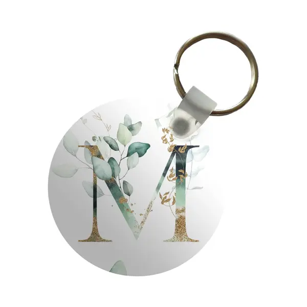 Sleutelhanger Rond - Letter M - Plastic Sleutelhangers - Keychain - Uitdeelcadeautjes - Cadeautje Eerste Letter Van Je Naam thumbnail