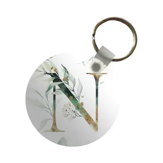 Sleutelhanger Rond - Letter N - Plastic Sleutelhangers - Keychain - Uitdeelcadeautjes - Cadeautje Eerste Letter Van Je Naam Telefoonhoesje