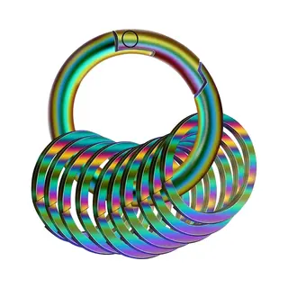 KeyAmor Ronde Karabijnhaak Sleutelhanger Met 10 Sleutelringen - Kleurrijk - Musketonhaak Keychain Voor Volwassenen - Mini Musketon En Ringetjes - Auto Klein