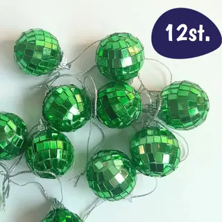 Happy Happenings Mini Discoballen Groen - 3cm - 12 Stuks - Kerstmis Decoratie