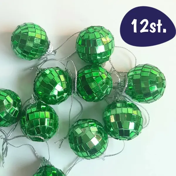 Happy Happenings Mini Discoballen Groen - 3cm - 12 Stuks - Kerstmis Decoratie thumbnail