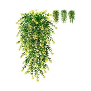 Boncy® Premium Kunstplant - 3 Stuks - Hangplant Geel/Groen Kunstplanten - Nep Planten Voor Binnen En Buiten - Kamer Decoratie - Nepplanten Kunst