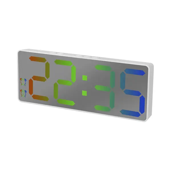 Nuvance Digitale Wekker - Digitale Klok - Wekkers Voor Kinderen & Volwassenen - Reiswekker - Slaapkamer - Led Wekkers Digitaal - Wit Rgb thumbnail