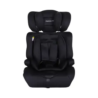 MamaLoes Saar - I-Size Autostoel - 76-150 Cm - Zwart - Verstelbare Hoofdsteun - Verwijderbare Rugleuning & 5-Punts Gordel - 3 Tot 12 Jaar