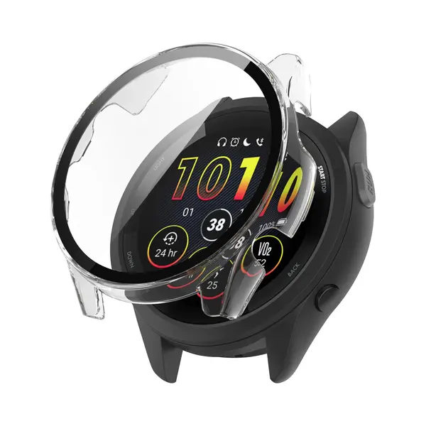 Strap-it Bescherm Hoesje Met Glasplaat – Geschikt Voor Garmin Forerunner 265s – Transparant – Case Met Screen Protector thumbnail