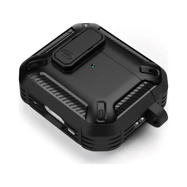 ShieldCase Rugged Tpu Hoesje Geschikt Voor Airpods 4 - Siliconen Rugged Tpu Case Voor Apple Airpods 4 Case Hoesje - Zwart thumbnail
