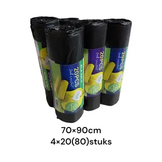 Ala Pack Afvalzakken – 100% Recycle Vuilniszakken / Lekbestendig / 4 Rollen X 20 Stuks ( 80stuks ) / 80 Liter / 70*90cm.