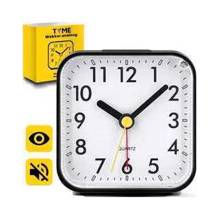 Tyme Wekker Analoog - Stil Uurwerk - Duidelijke Wijzerplaat Met Lichtfunctie - Zwart