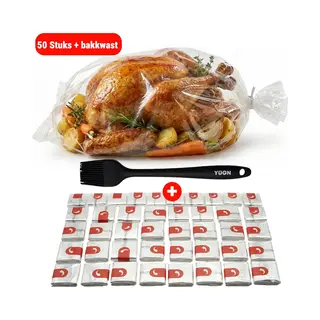 Yugn® Bratbeutel Für Backofen & Mikrowelle – Hitzebeständige 2-in-1 Bratschlauch Beutel Für Fleisch, Fisch & Gemüse – 10er-Set, 38 נ24 Cm