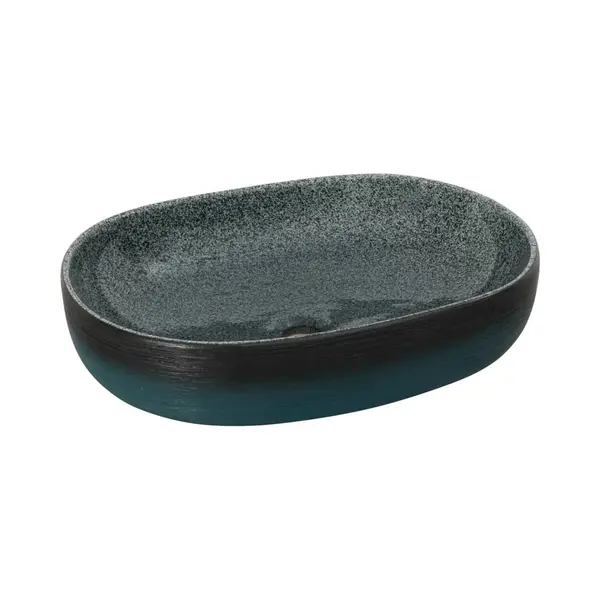 Aufsatzwaschbecken Türkis Oval 59x40x14 Cm Keramik Vidaxl thumbnail