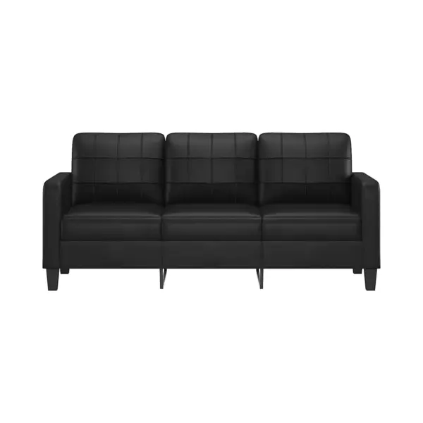 VidaXL Sofa 3 Sitzer, Couch Für Wohnzimmer, Polstersofa Mit Metallgestell, Loungesofa Sitzmöbel Wohnzimmersofa Dreisitzer, Schwarz Kunstleder thumbnail