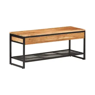 VidaXL Schoenenbankje 110x35x45 Cm Massief Acaciahout En Ijzer
