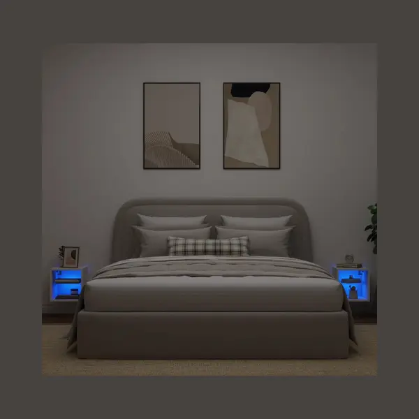 Tv-wandschränke Mit Led-leuchten 2 Stk. Weiß 30x28, 5x30 Cm Vidaxl thumbnail