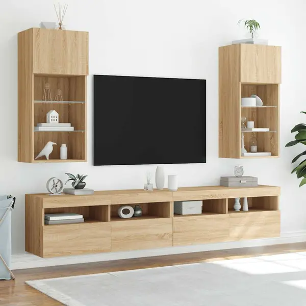 Tv-schränke Mit Led-leuchten 2 Stk. Sonoma-eiche 40, 5x30x90 Cm Vidaxl thumbnail