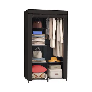Brixy Kledingkast - Garderobekast - Kleerkast - Opvouwbaar - Stoffen Vouwkast - Campingkast - 88 X 45 X 168 Cm - Zwart