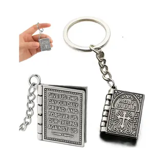 Cheaperito Mini Bijbel Sleutelhanger – Heilige Schrift Sleutelhanger Van Zinklegering – Jezus – Christelijk Geschenk – Voor Tas, Sleutels Of Cadeau –