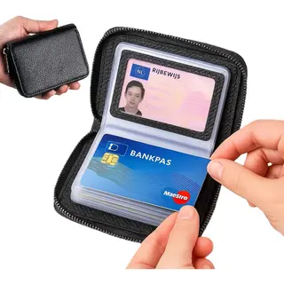 Cheaperito Rfid Pasjeshouder Voor 20 Pasjes I Creditcardhouder I Met Geldvak I Pasjes Houder I Wallet I Pu Leer I Portemonnee I Anti Skim I Zwart