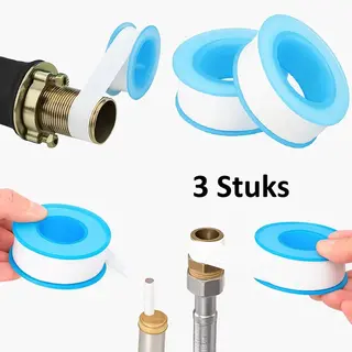 Cheaperito 3 Stuks Loodgieterstape I Ptfe Afdichtingstape I Herbruikbaar I Waterdicht Aftapen I 3 Meter I Voor Waterdichte Pijpverbindingen