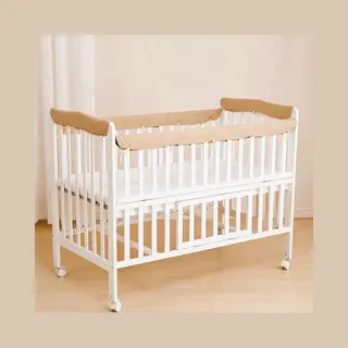 Mylinsé 4 Stuks - Hydrofiele Baby Bedomrander Ledikant 60x120 Cm - Baby Bedbumper - Bescherming Randen Ledikant - Tegen Knagen - Beige
