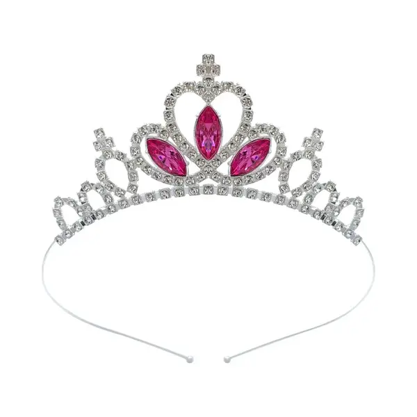 Mylinsé Prinsessen Tiara - Fuchsia Zilverkleurig - Diadeem - Kroon Meisje Kind Vanaf 4 Jaar thumbnail