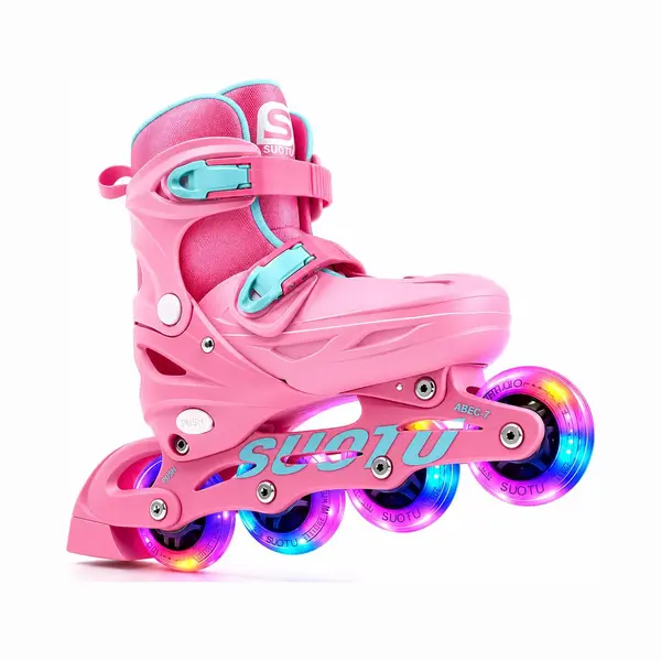 Suotu Skeelers - Inlineskates Verstelbaar - Lijn, S78 - Skeelers Meisjes En Jongens - Maat, Eur 28-30 - Lichtgevende Wielen - Roze/Blauw - S thumbnail