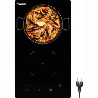 KitchenBrothers Inductie Kookplaat - Inbouw Inductieplaat - 30 Cm - 2 Zones - 1 Fase - Tot 3300W - Zwart