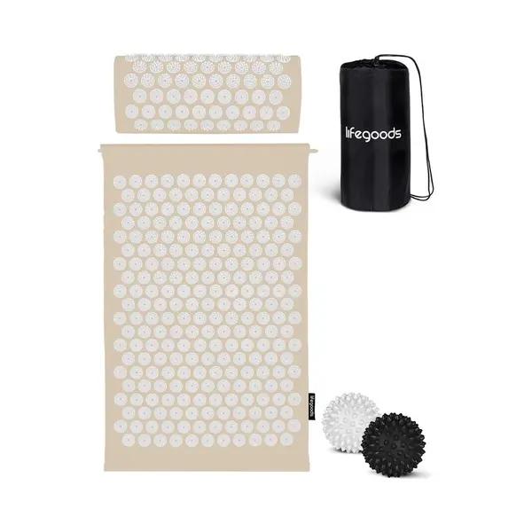 LifeGoods Spijkermat Met Kussen - Shakti Mat - Acupressuur Mat - Spijkerbed - Massage Mat - Voor Pijnverlichting, Spierherstel, Stressverlichting En thumbnail
