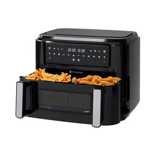KitchenBrothers 8721055562443 friteuse Dubbel 9 l Vrijstaand 2400 W Heteluchtfriteuse Zwart