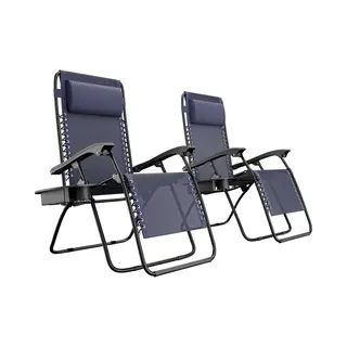LifeGoods Opvouwbare Tuinstoelen - 2 Stuks - Ligstoel Tuin - 30°-90° Verstelbaar - Metaal - Blauw